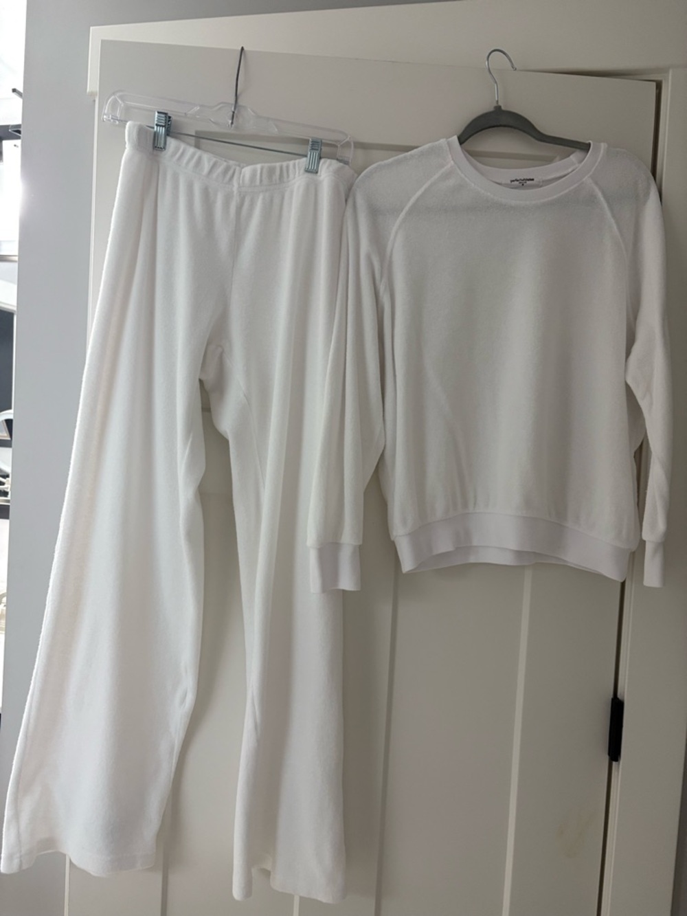 perfectwhitetee  Crewneck sweatshirt and pant in White Terry cloth inseam 29
